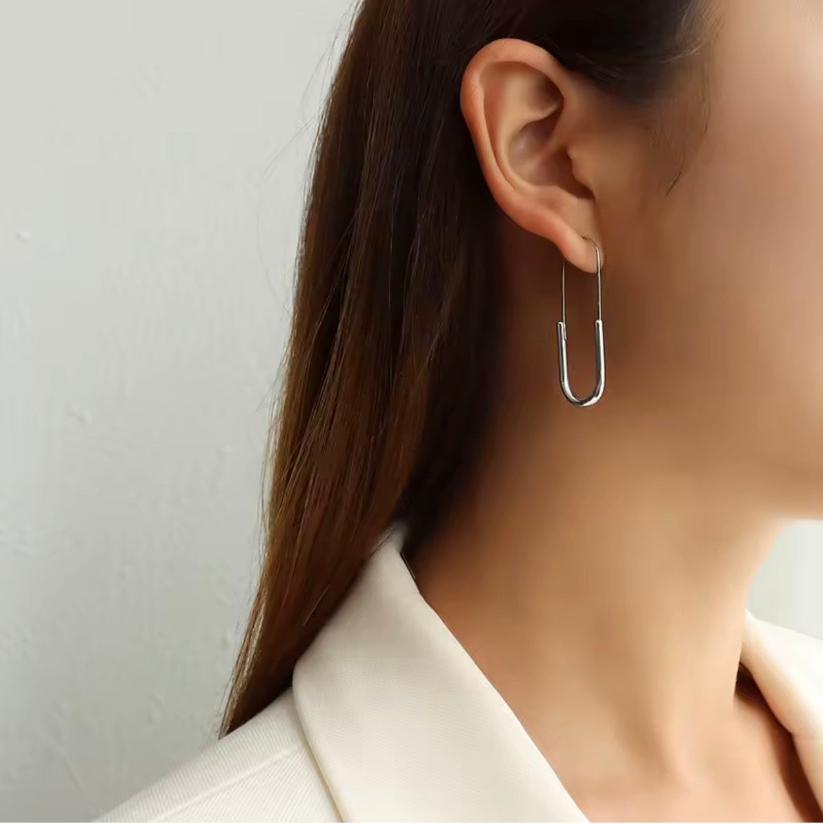Paper Clip Pin Hoop Earrings