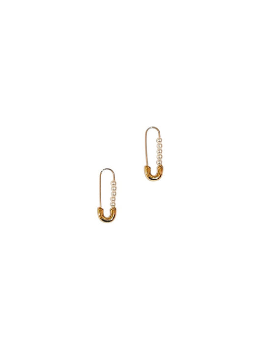 Pearl Clothespin Hoop Earrings