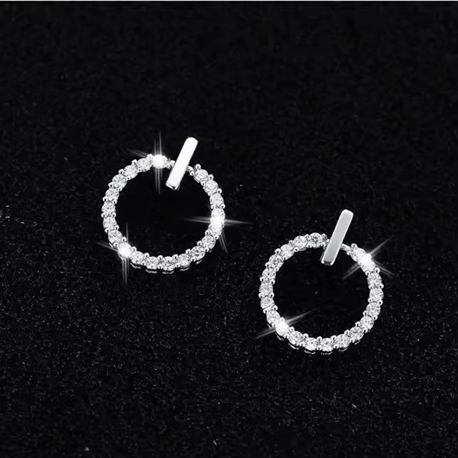 Gold Circular Stud Earrings