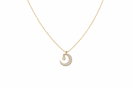 Moon and Star Necklace