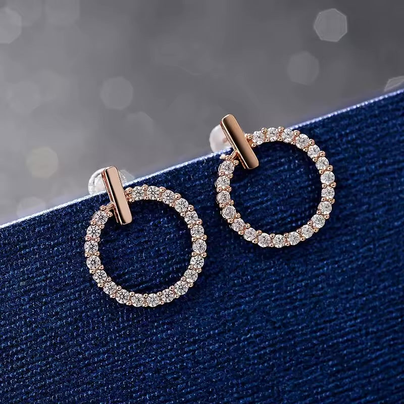 Gold Circular Stud Earrings