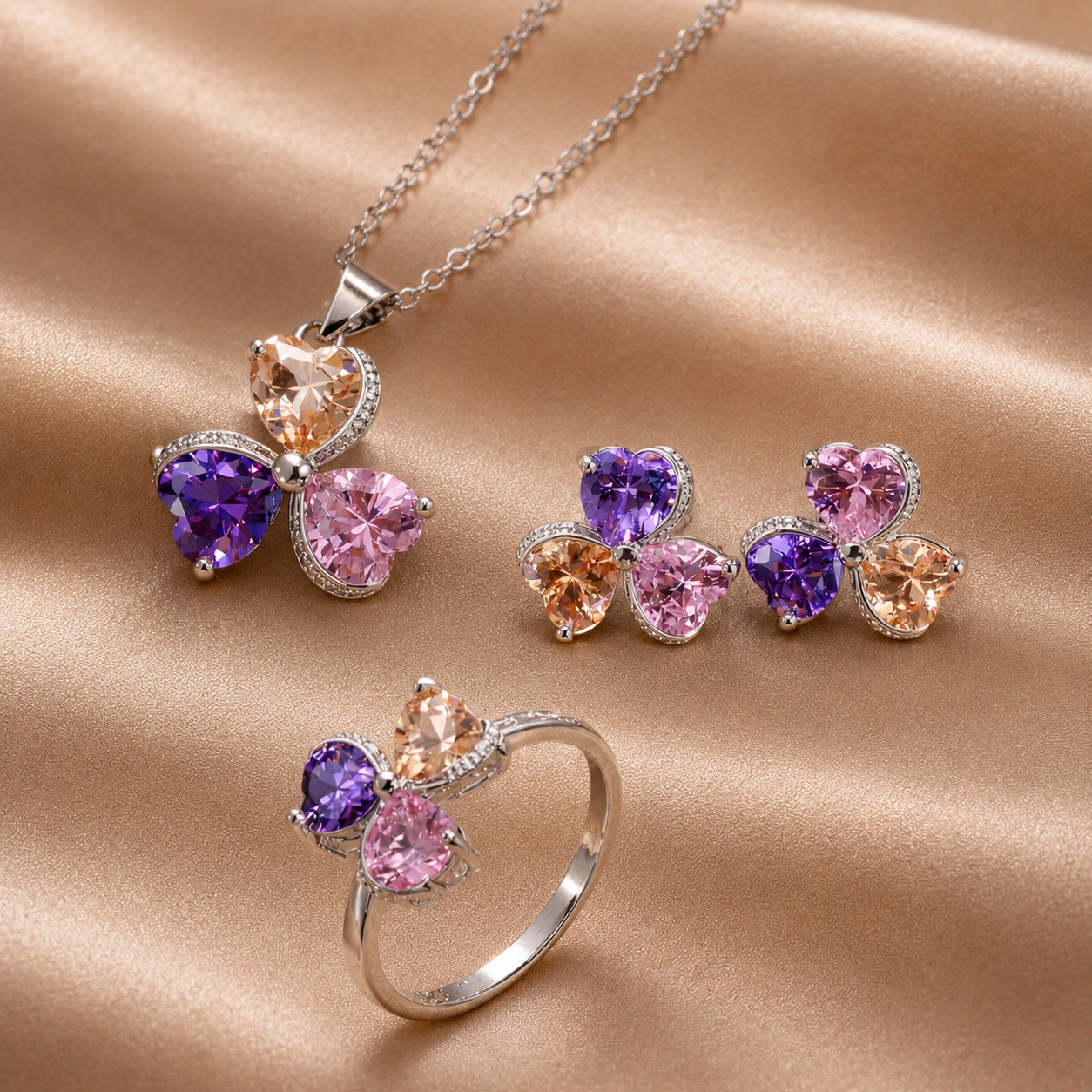Multicolor Clover Jewelry Set