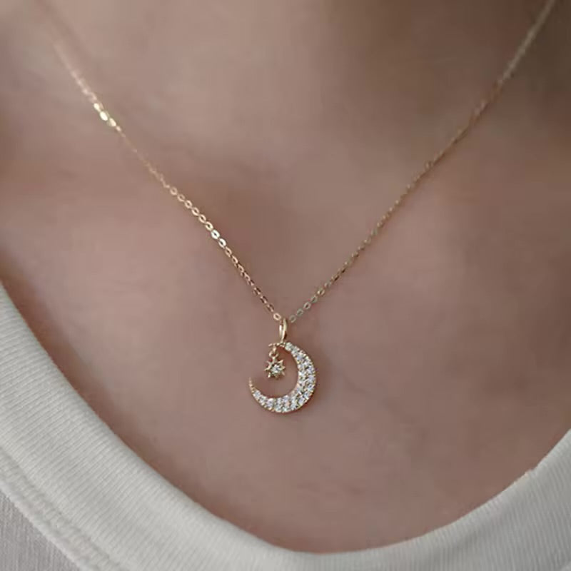 Moon and Star Necklace
